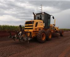 Obras do contorno viário de Palotina que terá extensão de cerca de 16 km e está sendo construído para desviar o trânsito de caminhões do centro da cidade.