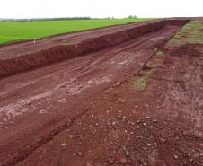 Obras do contorno viário de Palotina que terá extensão de cerca de 16 km e está sendo construído para desviar o trânsito de caminhões do centro da cidade.
