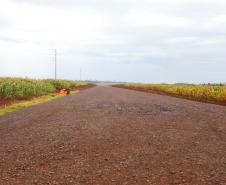 Obras do contorno viário de Palotina que terá extensão de cerca de 16 km e está sendo construído para desviar o trânsito de caminhões do centro da cidade.